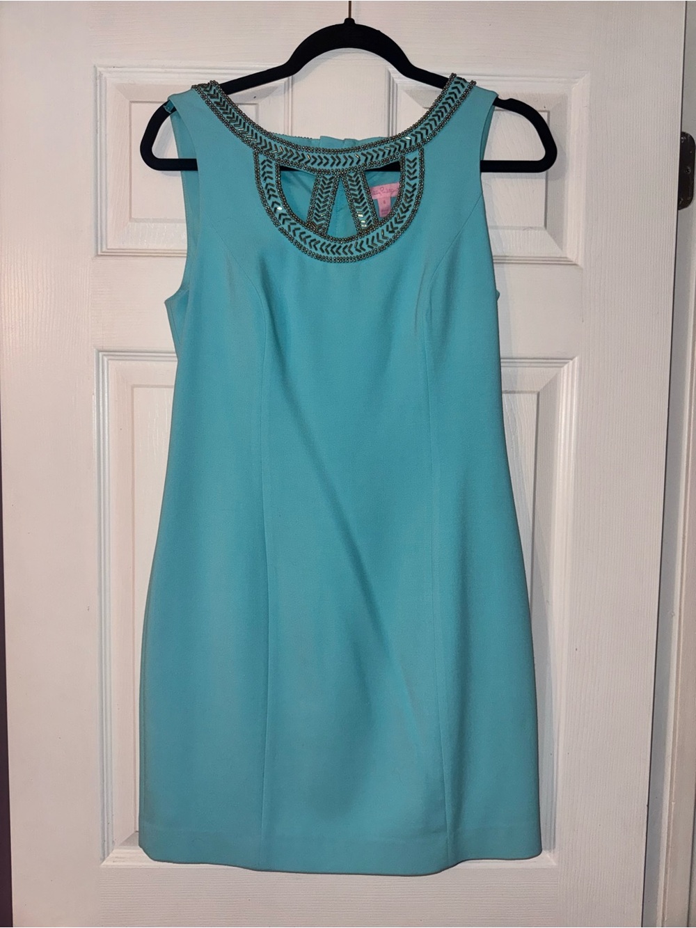 Lilly Pulitzer Turquoise Beaded Neckline Mini Dress